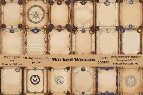 18 Hi-res 8.5x11 Wiccan Themed Papers: A Creative Gateway to Mystical Design