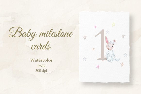 Baby Milestone Card Watercolor 1 Month