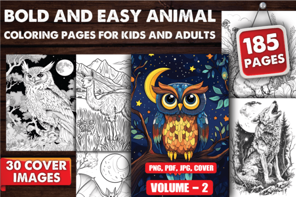 Bold Animal Coloring Pages V-02: Creative Design Assets