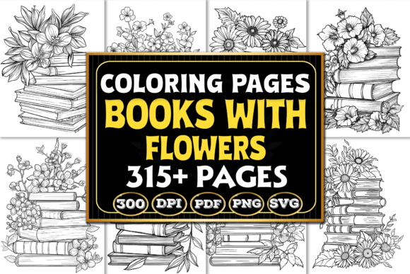 Books with Flowers Coloring Pages for Creative Professionals