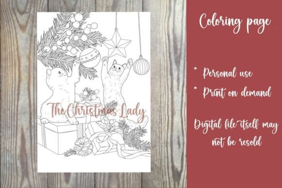 Christmas Cat Coloring Page for Creative Holiday Fun