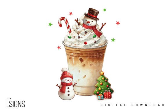 Christmas Snowman Iced Coffee Latte PNG: A Creative Digital Resource for the Holidays