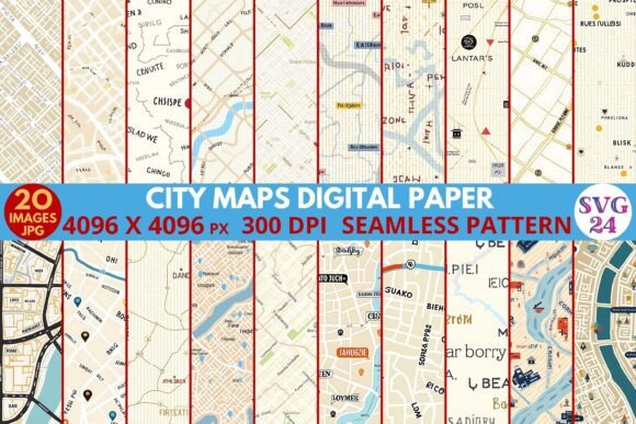 City Maps Digital Paper for Designers