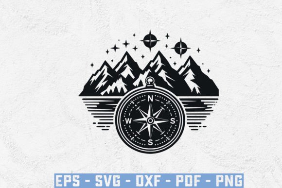 Compass and Mountains SVG for Creative Projects