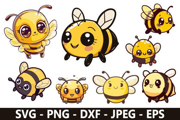 Cute Bee SVG Bundle: Versatile Design Files for Creators
