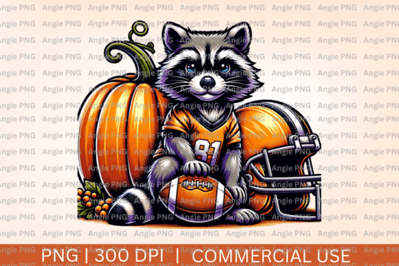 Cute Fall Raccoon Football PNG for Versatile Design Projects