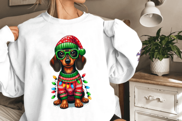 Dachshund Christmas PNG and Weiner Dog PNG in Modern Digital Design