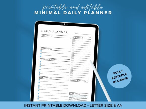 Daily Planner Digital Planner Template: Your Minimalist Guide to Organized Days