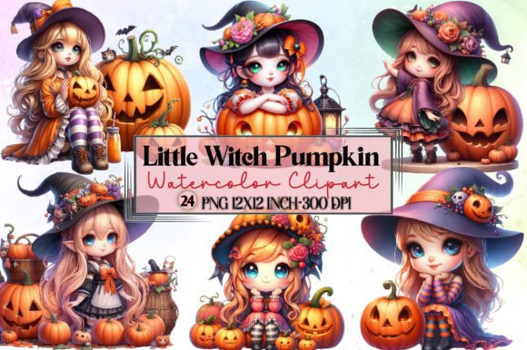 Discover the Cute Little Witch Pumpkin Clipart Bundle for Creative Fall Projects