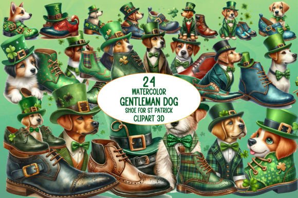 Dog Shoes for St. Patrick s Day Clipart: Creative Ways to Use Festive Footwear Illustrations