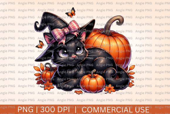 Fall Halloween Black Cat PNG Clipart: A Versatile Design Asset for Your Creative Projects