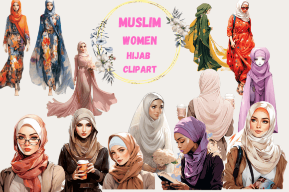 Fashion Muslim Women Hijab Clipart: A Creative Asset for Modern Design