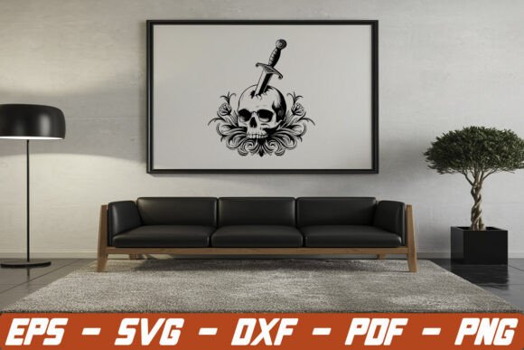 Floral Skull Dagger SVG, Halloween SVG: A Versatile Digital Emblem for Creatives and Small Business Owners