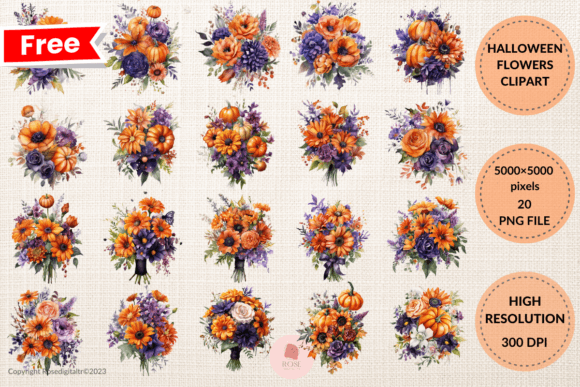 Free Halloween Flowers Clipart Bundle 4: Creative Ways to Add Spooky Charm to Your Projects