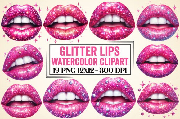 Glitter Lips Clipart Sublimation