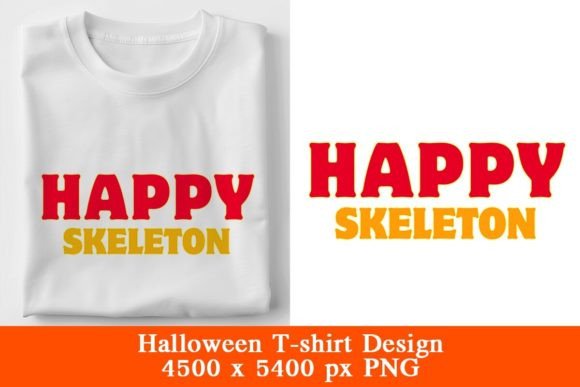 Happy Skeleton Halloween T-Shirt Design