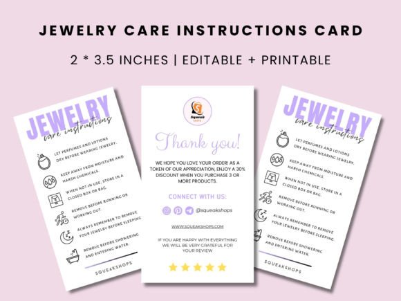 Jewelry Care Instructions Card Template: Streamlining Customer Communication and Brand Consistency