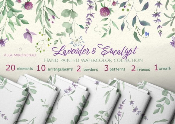 Lavender Eucalypt Watercolor Clip Art: A Botanical Collection for Real Creative Projects