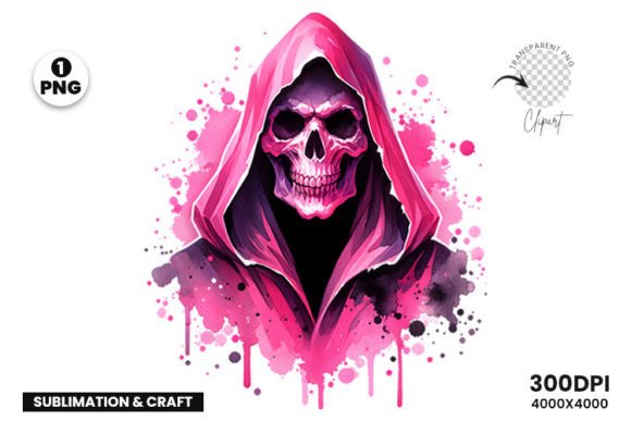Pink Ghost Skull Clipart: A Fresh Take on Halloween Design