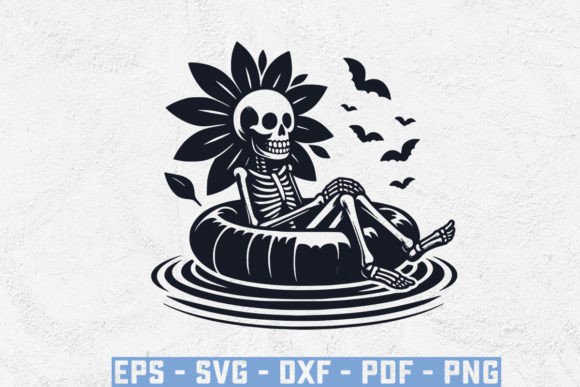Skeleton in a Pool Floaty SVG: Digital Art for Bold Creative Projects