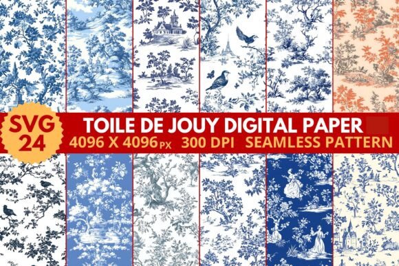 Toile De Jouy Digital Paper: Classic Elegance for Creative Projects