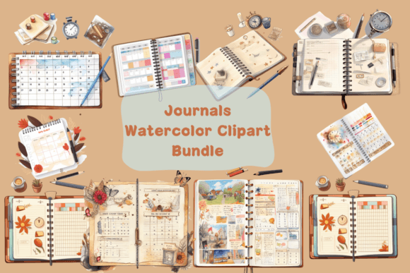 Unlock Creative Possibilities with the Journals Watercolor Clipart Bundle