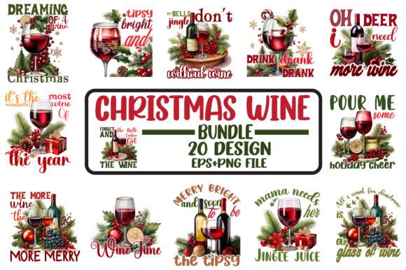 Vintage Christmas Wine Bundle: Real Designs for Creators and Small Business Owners