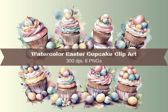 Watercolor Easter Cupcake Clipart: Bringing Soft Spring Aesthetics to Your Projects