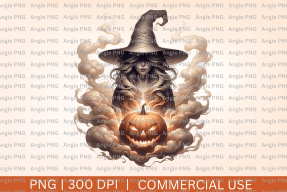 Watercolor Witch and Pumpkin PNG for Halloween Crafts