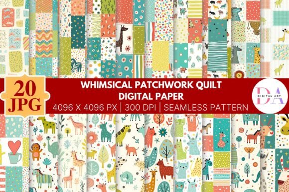 Whimsical Patchwork Quilt Digital Paper: A Creative Resource for Everyday Projects