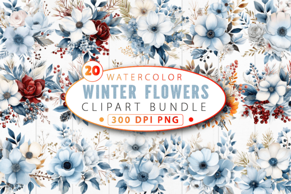 Winter Flowers Watercolor Clipart Bundle: Mastering the Art of Seasonal Digital Design